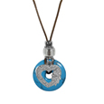 Scroll Heart Adjustable Cord Necklace with Turquoise Colored Disc